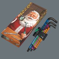 Christmas 2023 Набор Г-образных ключей, с шаром, 9 пр., 1.5-10 мм, подарочная упаковка 950/9 SPKL Hex-Plus Multicolour BlackLaser WERA 05136041001